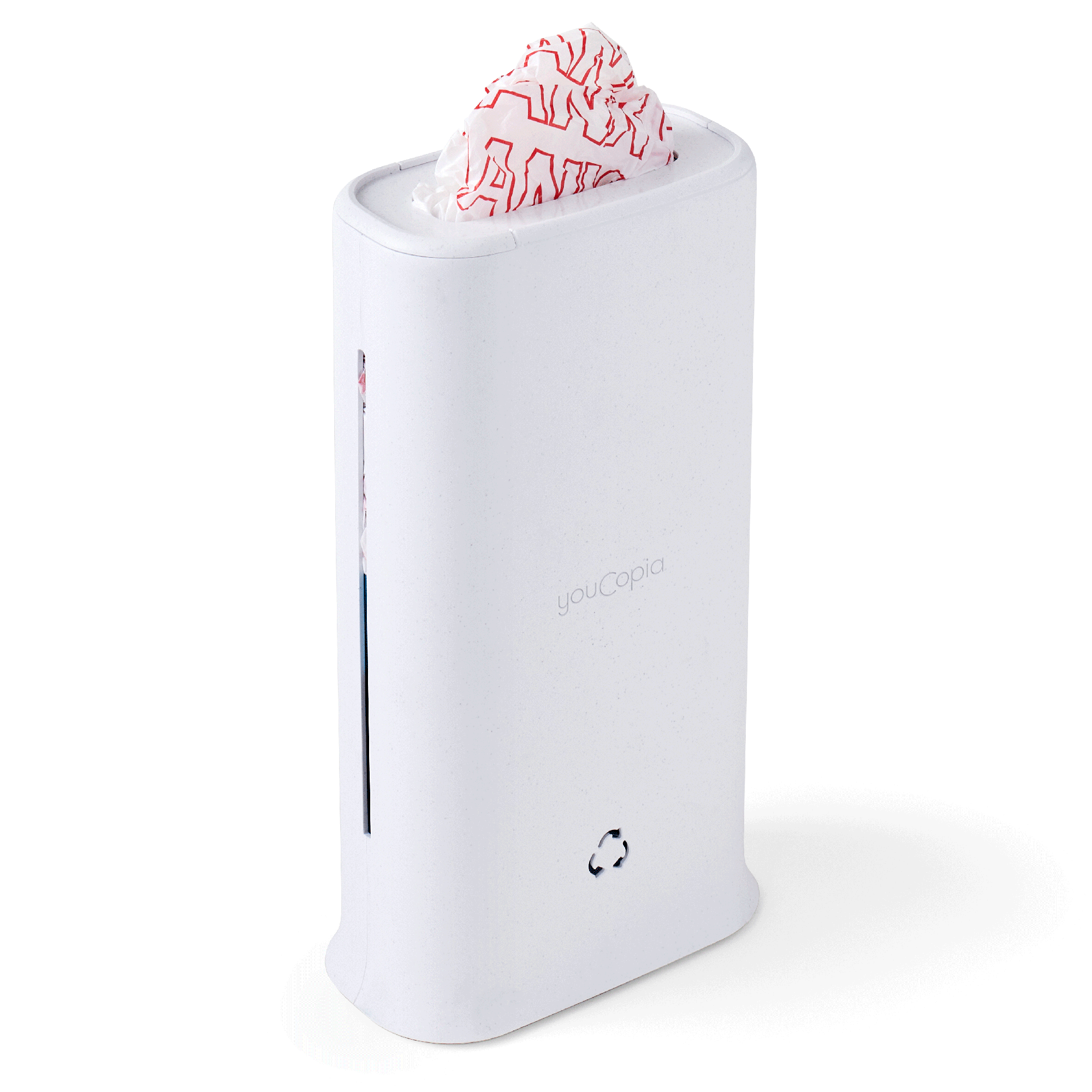 storabag plastic bag dispenser that is storing plastic bags on a white background