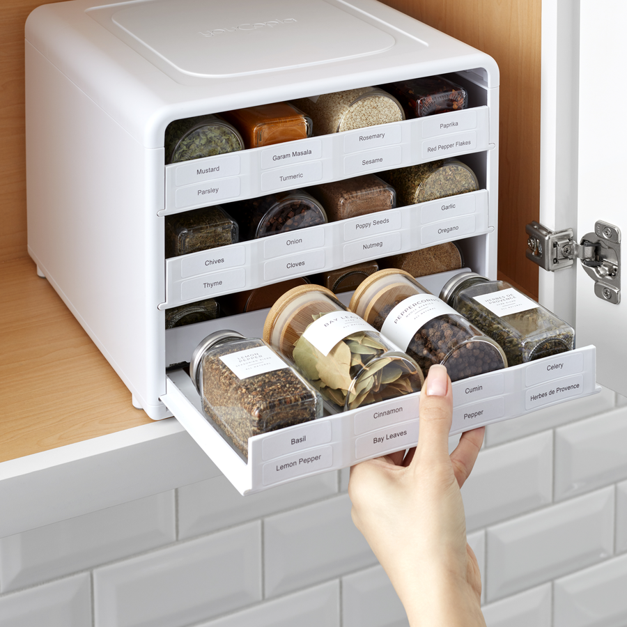 SpiceStack Adjustable Spice Rack Organizer White