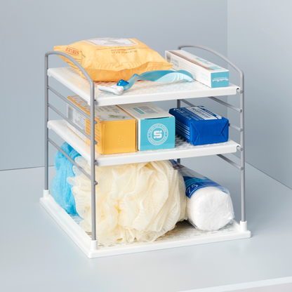  YouCopia UpSpace cabinet organizer in use for bathroom organization