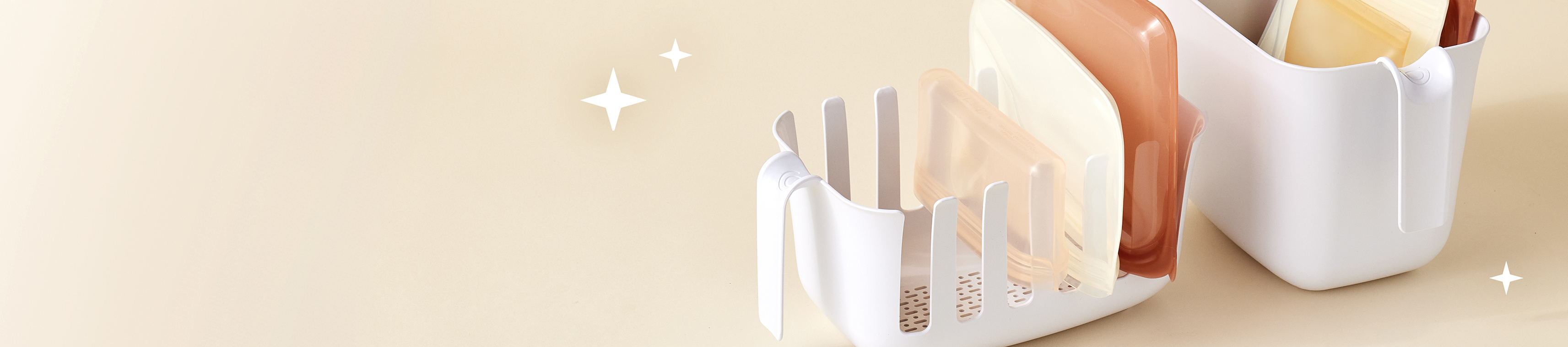 kitchen bag holder and dryer on a beige background