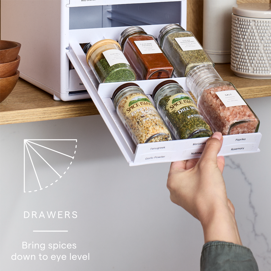 SpiceStack Spice Organizer, Hero, Pull Down Spice Rack, Drawers. Spices