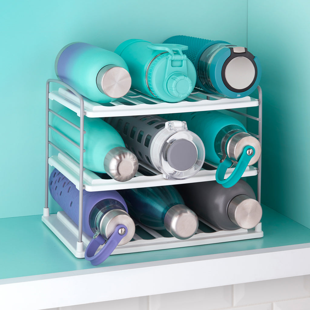 Water Bottle Organizer for Cabinet, 3 Tier Expandable Water Bottle Storage  Rack