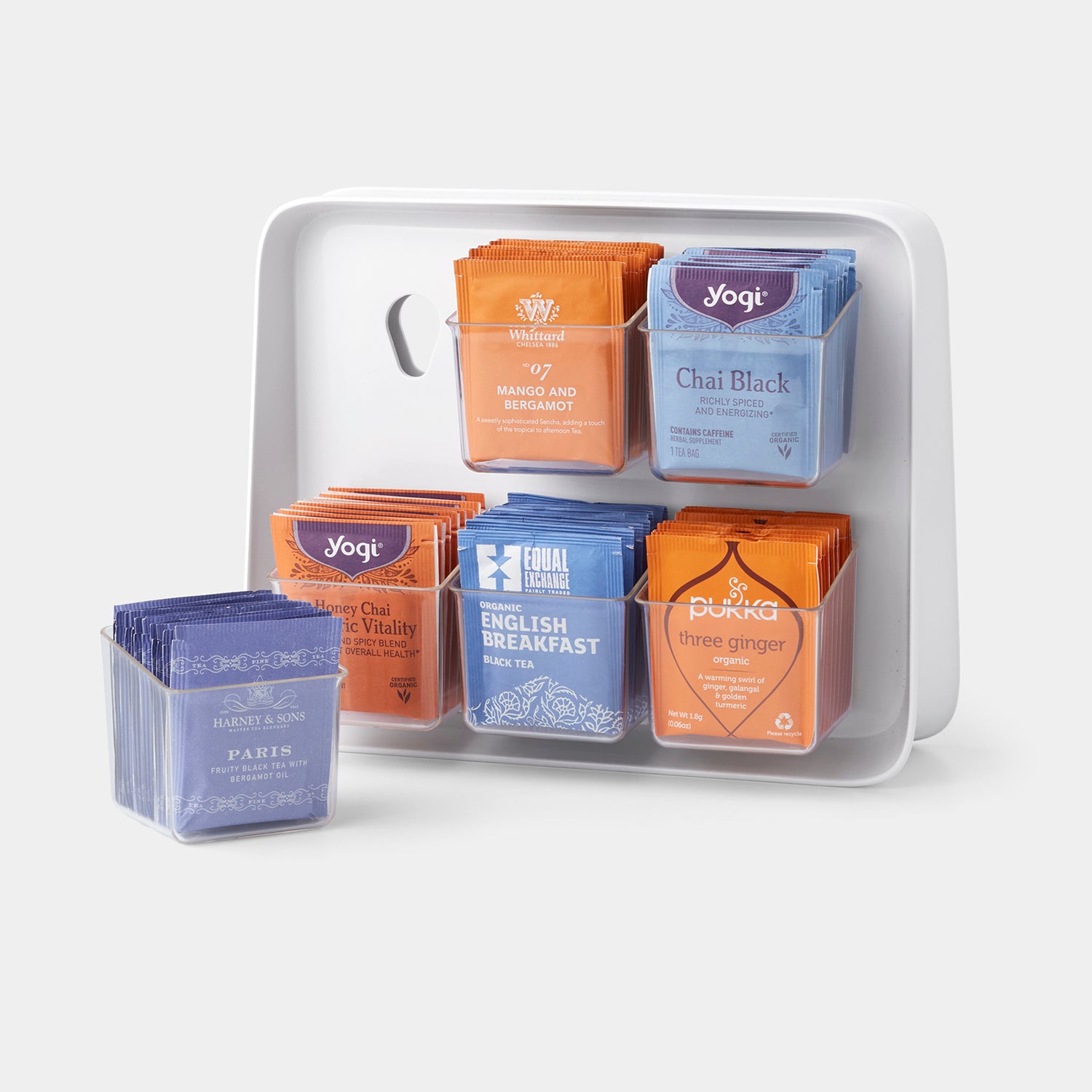 Plastic Tea Bag Organizer Bins Box, Tea Storage Container for