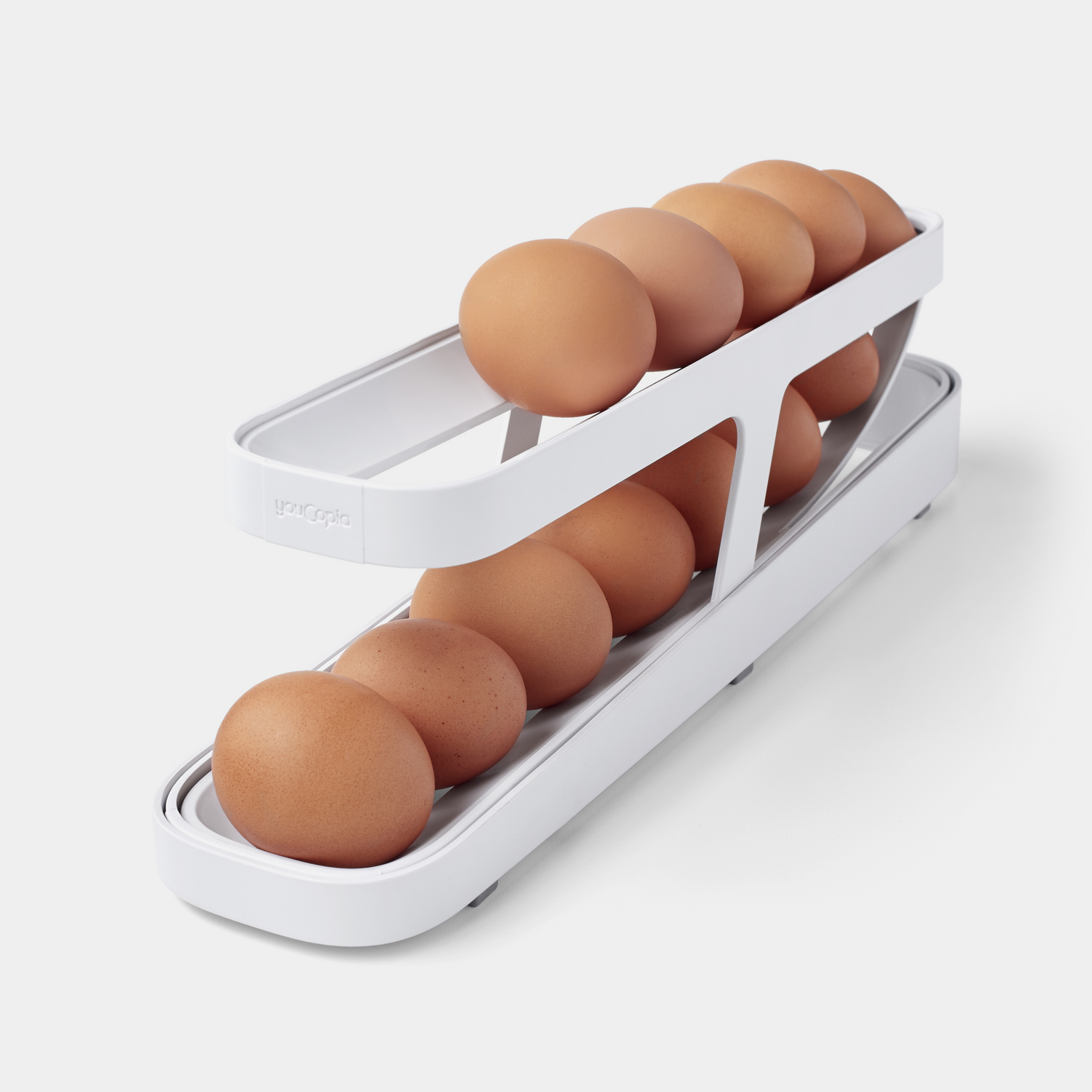 YouCopia® FridgeView® Rolling Egg Holder, Stackable Egg Carton for Fridge  Storage